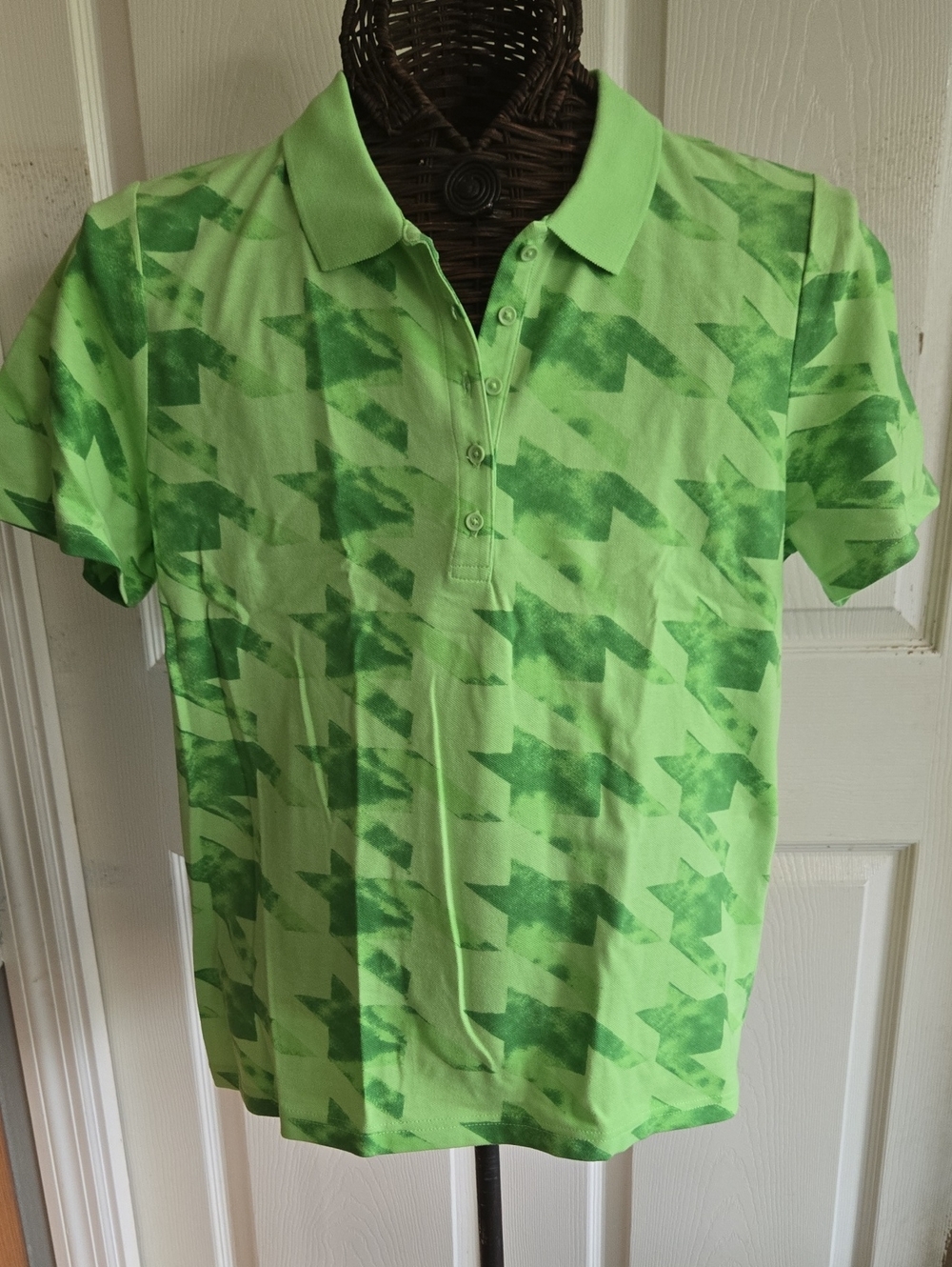 Liz Claiborne Women's  Lime Green Geometric Golf Polo-Size XL